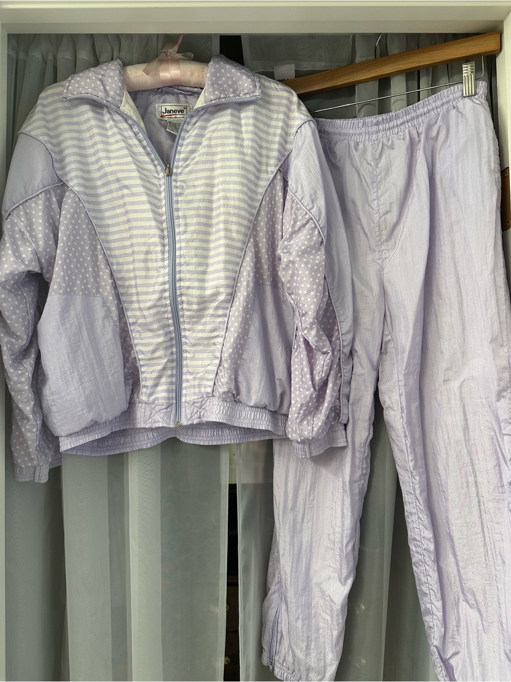 Vtg Lavender Striped & Dot set